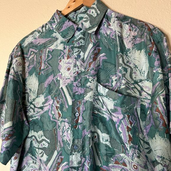 Reputation Shirt Vintage 100% Silk Retro Pattern Boho Hippie Size M - Picture 5 of 9